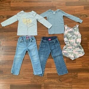 Lot of Toddler Girl 3T Clothes- Jeans, Long Sleeve T-shirt Romper School Causal
